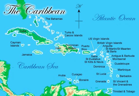 Map of the caribbean